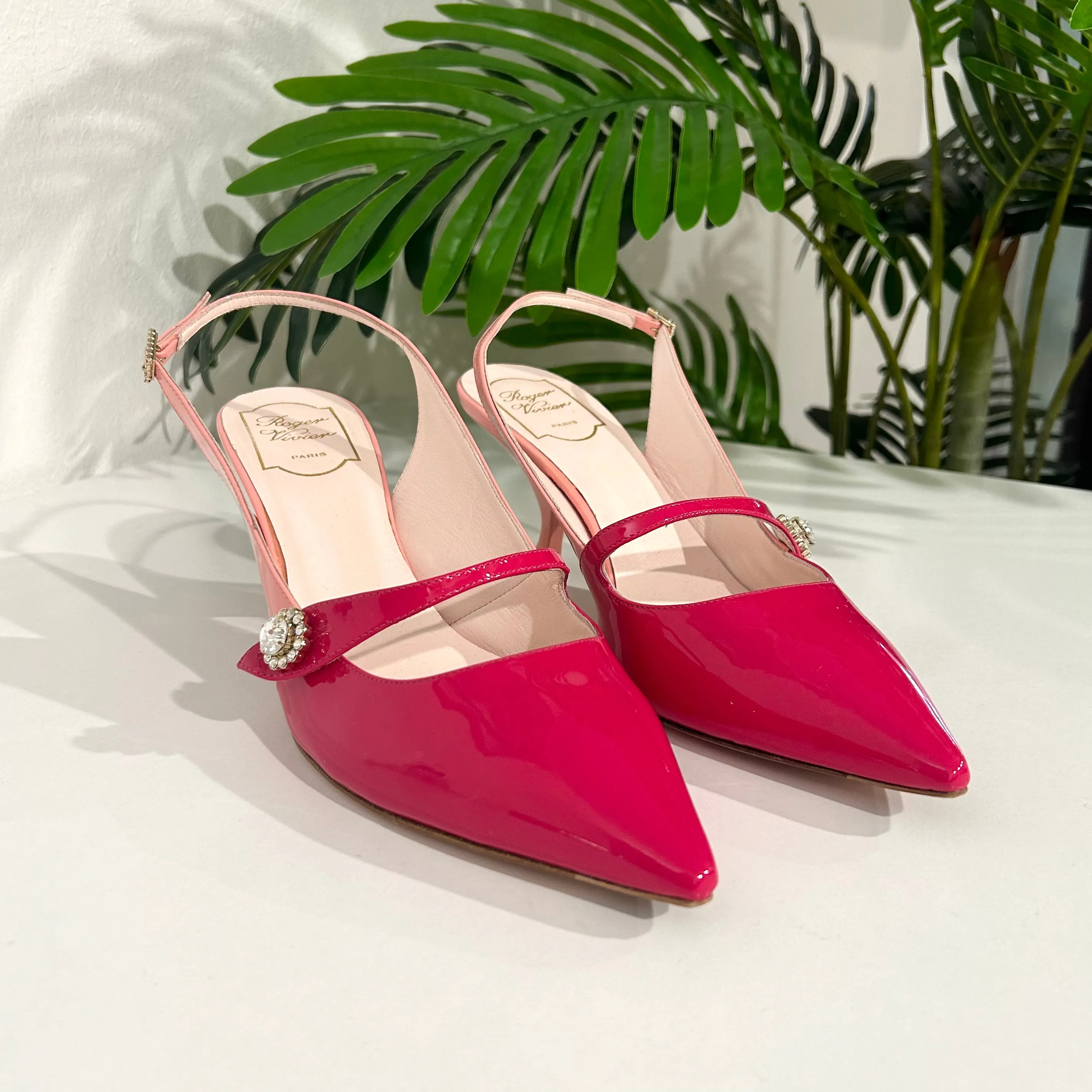 Roger Vivier Pink Patent Slingbacks