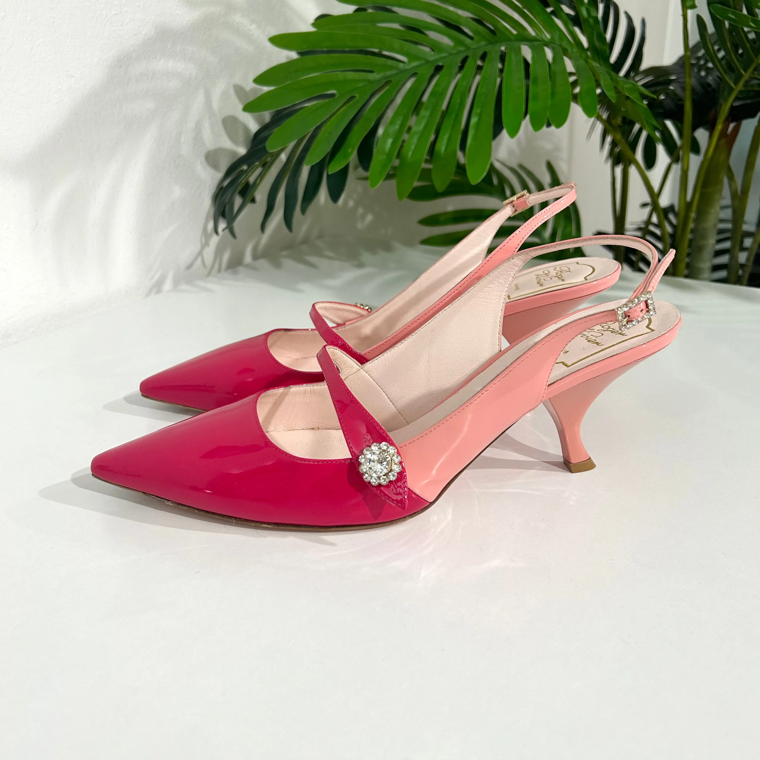 Roger Vivier Pink Patent Slingbacks