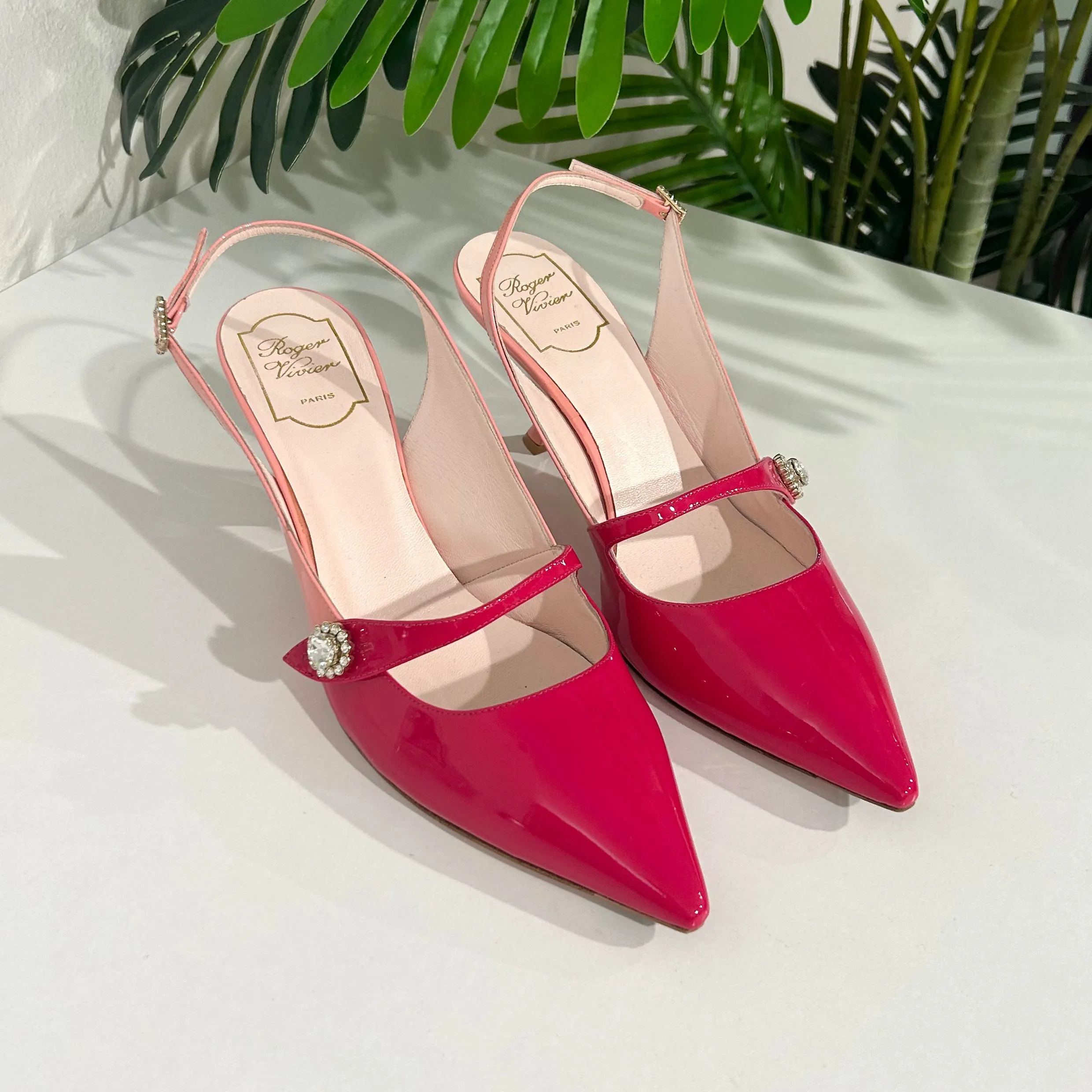 Roger Vivier Pink Patent Slingbacks