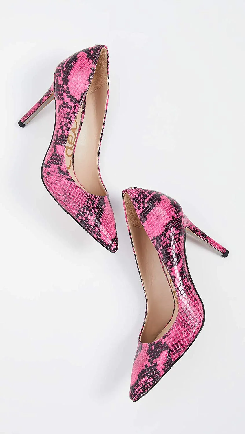 Sam Edelman Hazel Hot Pink Snake Print Pointed Stiletto Dress Shoes Pumps