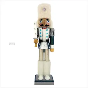 Snow Fantasy Soldier Nutcracker White and Blue Fur Hat 15 inch