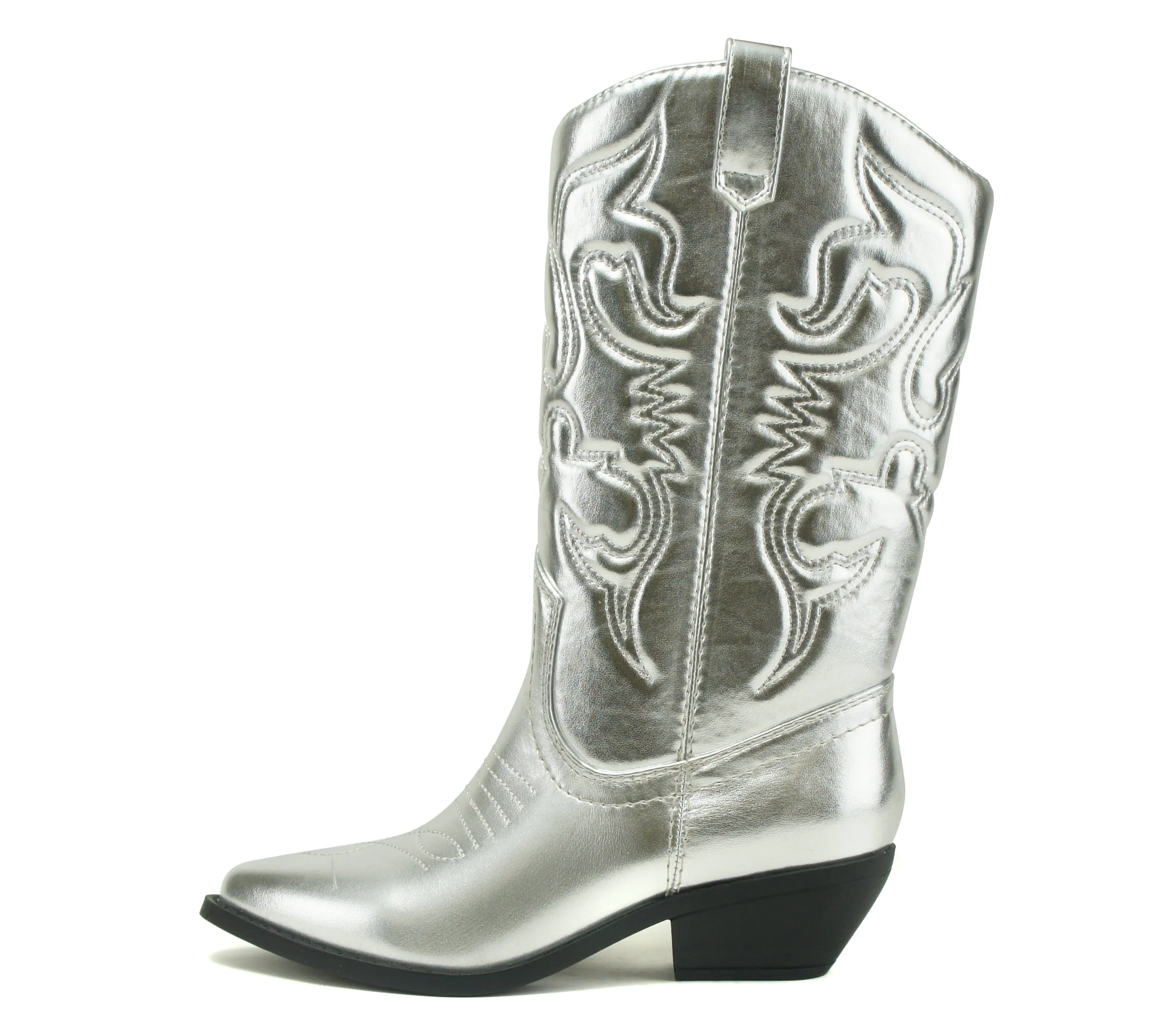 Soda Reno Western Cowboy Pointed Toe Knee High Pull On Tabs Boots