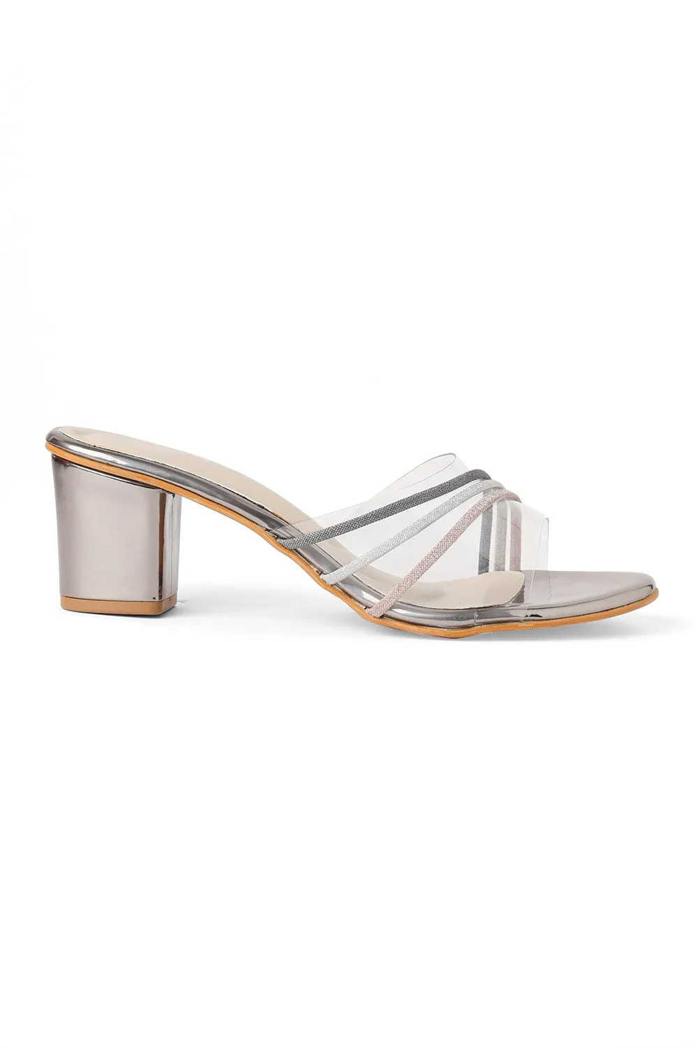 SOLES Crystalline Transparent Strap Heels