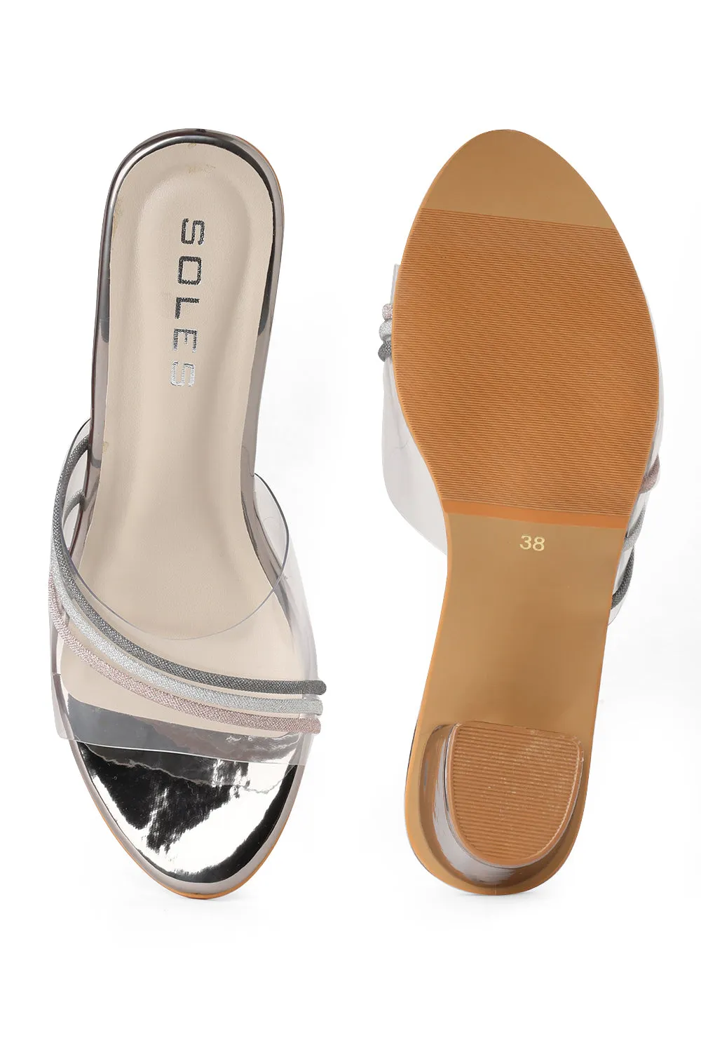 SOLES Crystalline Transparent Strap Heels