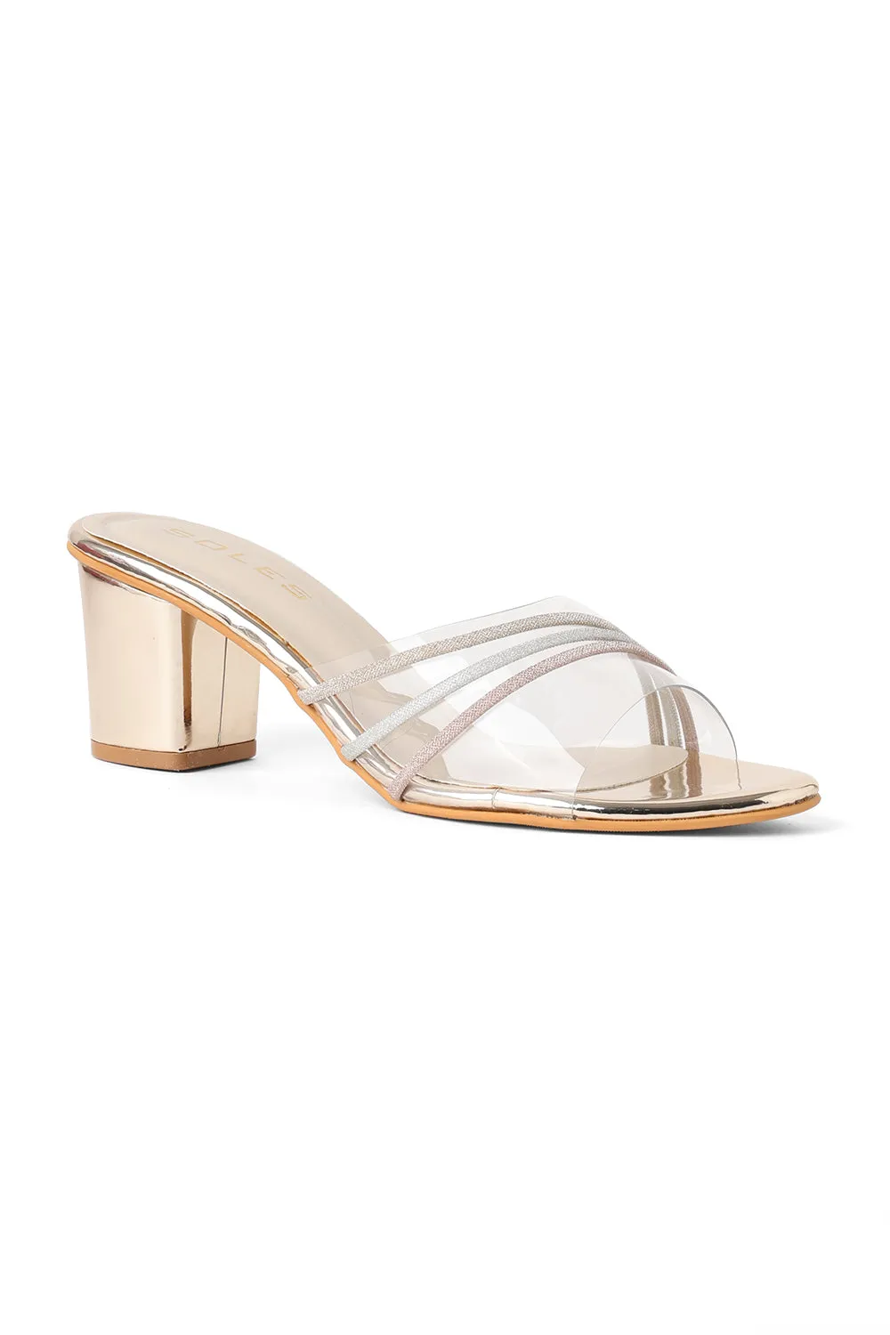 SOLES Crystalline Transparent Strap Heels