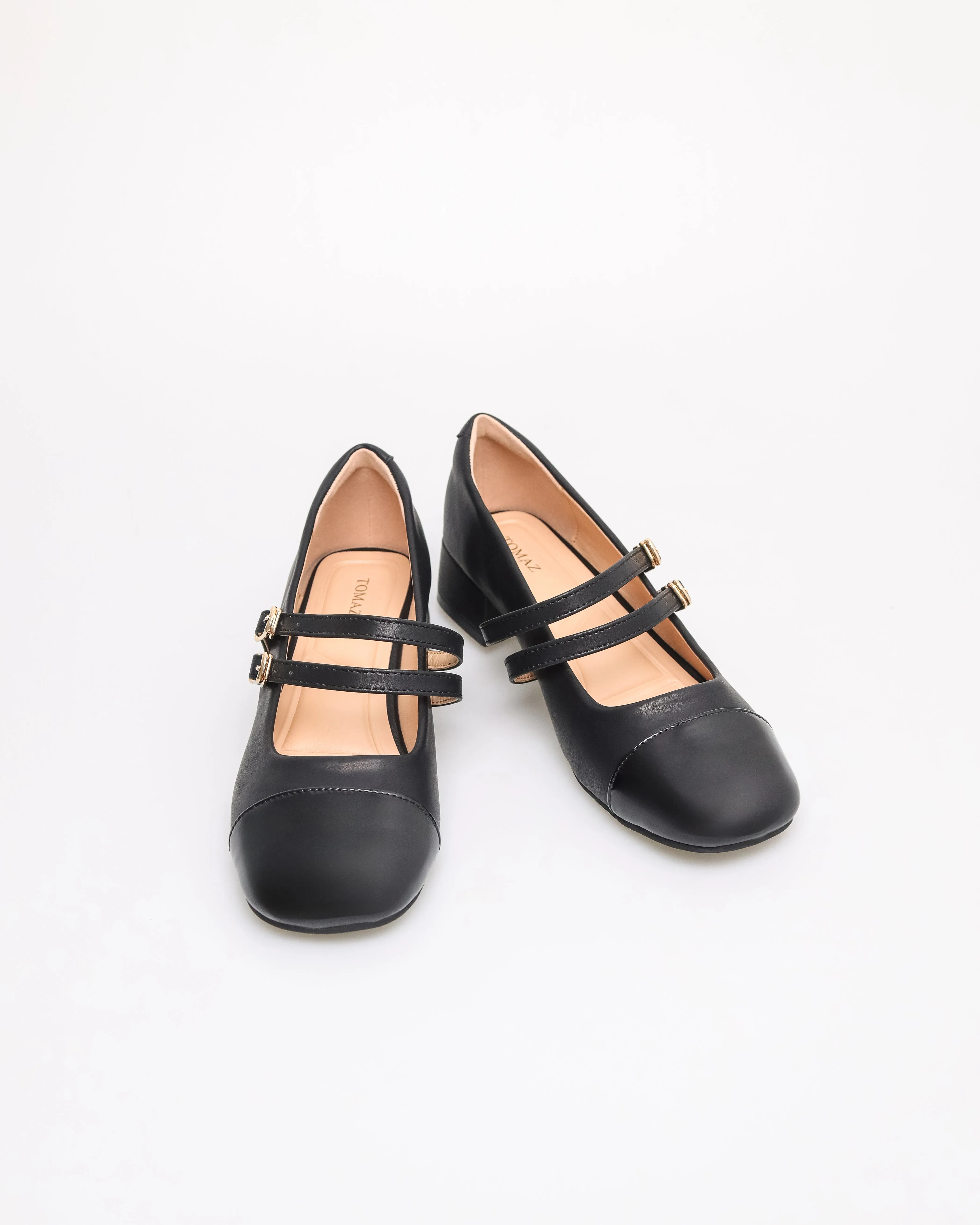Tomaz FL090 Ladies Mary Jane Gold Buckle Heels