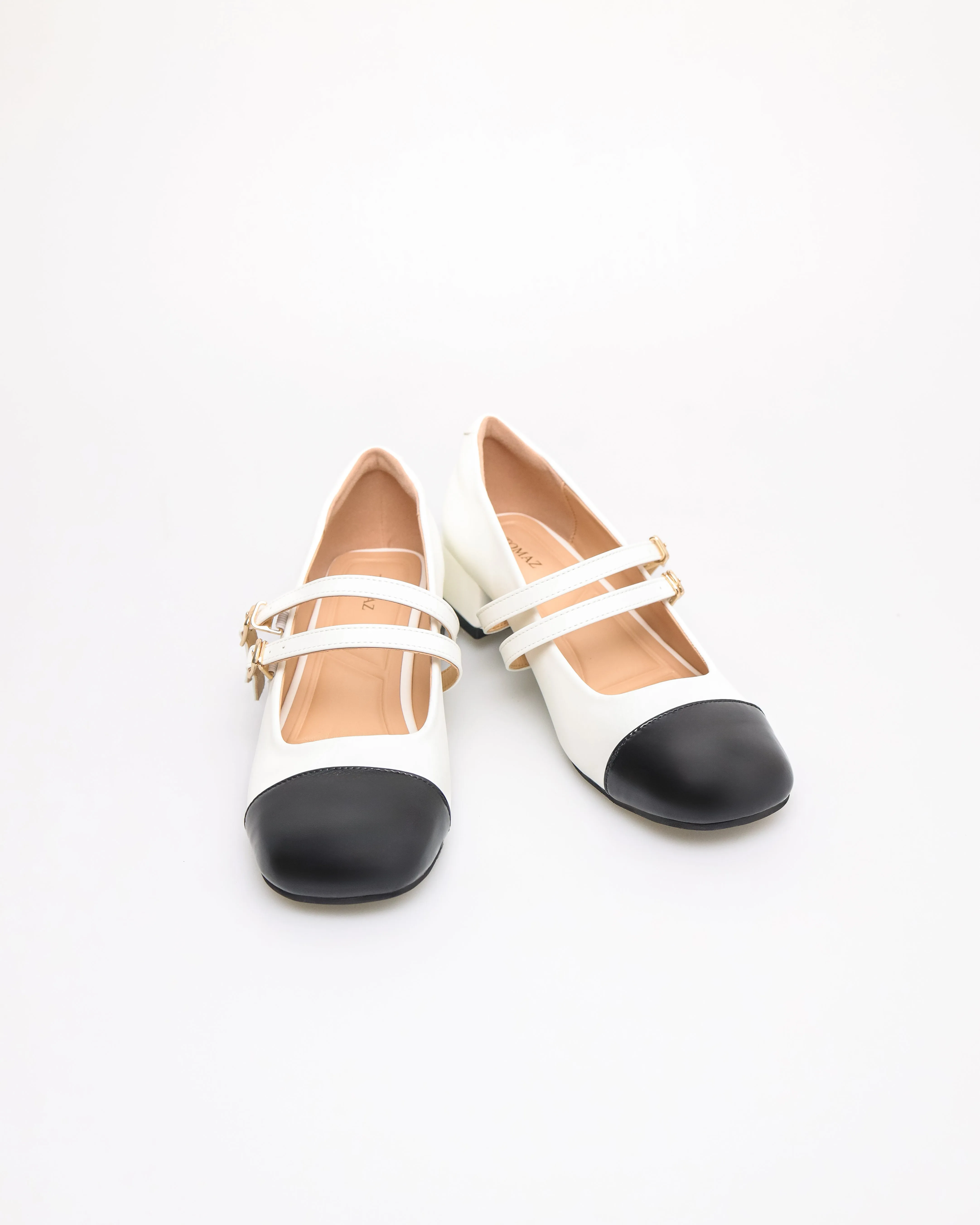 Tomaz FL090 Ladies Mary Jane Gold Buckle Heels