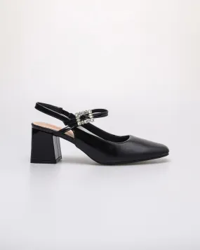 Tomaz NN401 Ladies Crystal Buckle Slingback Block Heels