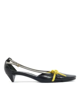 Tri-Color Leather Kitten Heels
