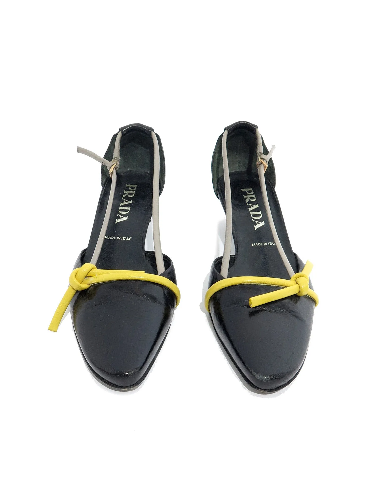 Tri-Color Leather Kitten Heels
