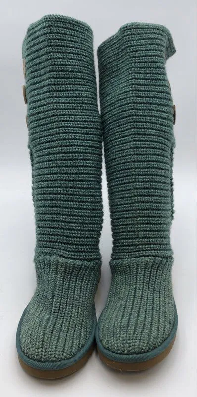 Ugg Classic Women's Cardy Blue Knitted Winter Snow Boots - Size 7