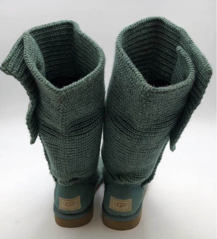 Ugg Classic Women's Cardy Blue Knitted Winter Snow Boots - Size 7
