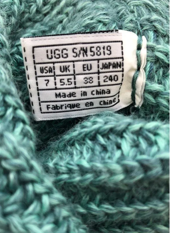 Ugg Classic Women's Cardy Blue Knitted Winter Snow Boots - Size 7