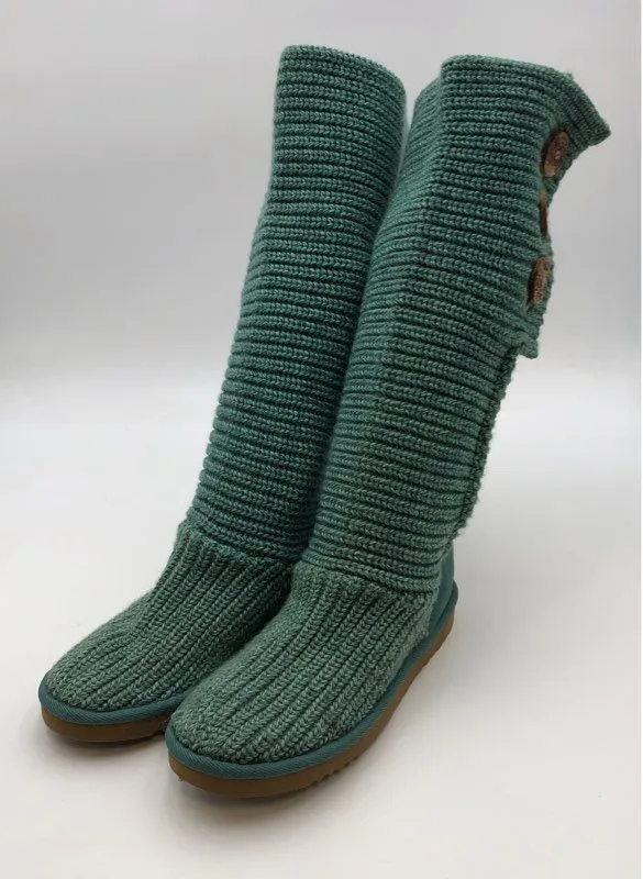 Ugg Classic Women's Cardy Blue Knitted Winter Snow Boots - Size 7