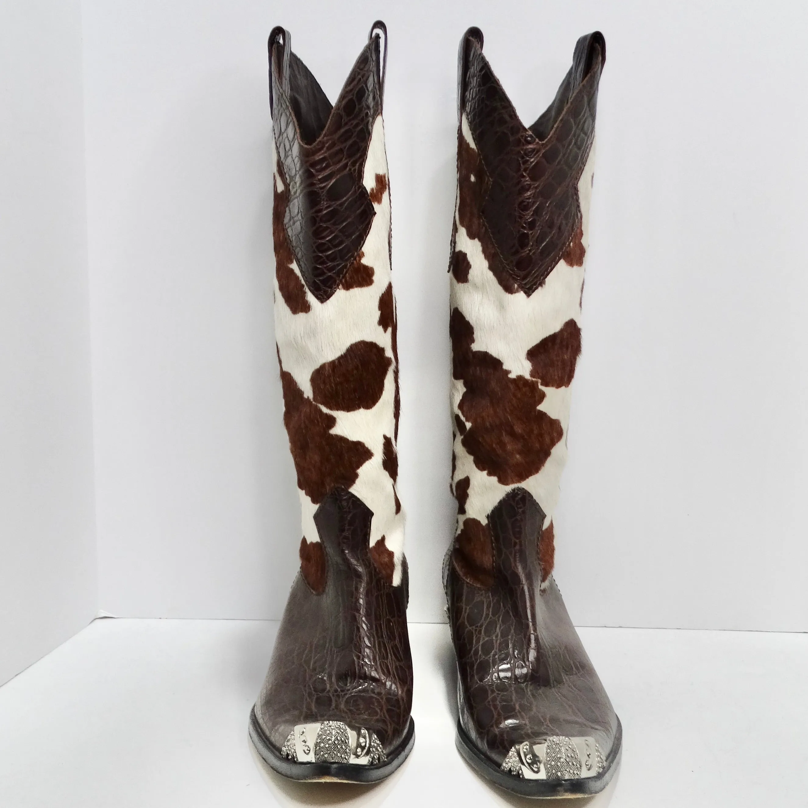 Vintage cowhide Sterling Silver Cowboy Boots
