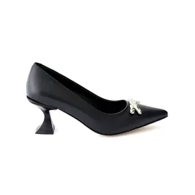 Women's Calf Leather Handmade Kitten Heels W2014